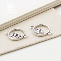 Charm bạc khóa liên kết họa tiết núi & biển