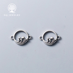 Charm bạc khóa liên kết họa tiết núi & biển