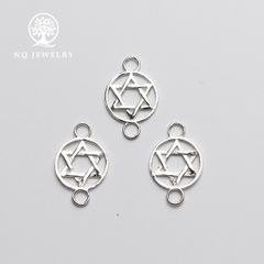 Charm bạc khóa liên kết vòng tay, dây chuỗi hình sao 6 cánh