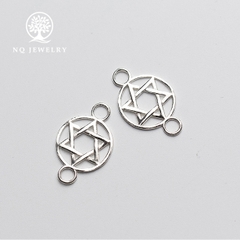 Charm bạc khóa liên kết vòng tay, dây chuỗi hình sao 6 cánh