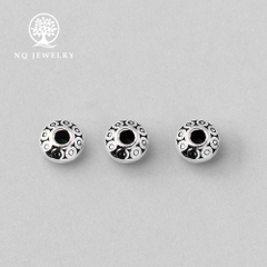 Charm bạc chặn hạt hình đĩa bay họa tiết