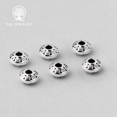 Charm bạc chặn hạt hình đĩa bay họa tiết