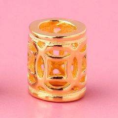 Charm bạc chặn hạt hình trụ họa tiết đồng tiền