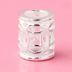 Charm bạc chặn hạt hình trụ họa tiết đồng tiền