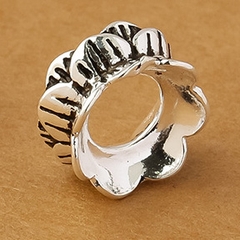 Charm bạc chặn hạt họa tiết hoa sen 2 đầu