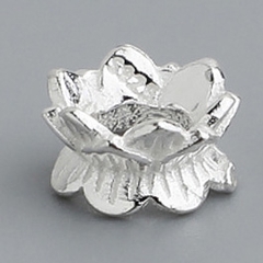 Charm bạc chặn hạt họa tiết hoa sen 2 đầu