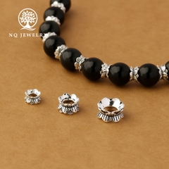 Charm bạc chặn hạt họa tiết hoa sen 2 đầu