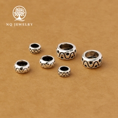 Charm bạc chặn hạt họa tiết hoa văn