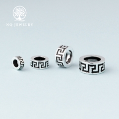 Charm bạc chặn hạt họa tiết hoa văn