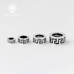 Charm bạc chặn hạt họa tiết hoa văn