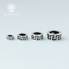 Charm bạc chặn hạt họa tiết hoa văn