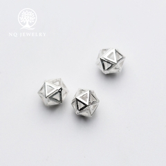 Charm bạc chặn hạt hình đa giác xỏ ngang