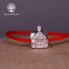 Charm bạc xỏ ngang hình ngôi nhà hạnh phúc