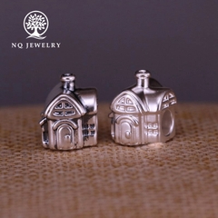 Charm bạc xỏ ngang hình ngôi nhà hạnh phúc