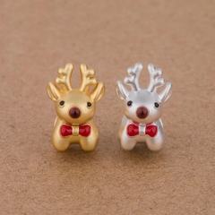 Charm bạc tuần lộc giáng sinh xỏ ngang