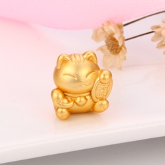 Charm bạc mèo may mắn xỏ ngang
