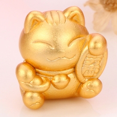 Charm bạc mèo may mắn xỏ ngang