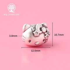 Charm bạc xỏ ngang mèo hello kitty