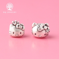 Charm bạc xỏ ngang mèo hello kitty
