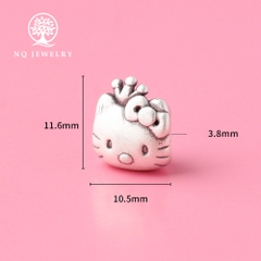 Charm bạc xỏ ngang mèo hello kitty