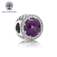 Charm bạc xỏ ngang đính đá pandora