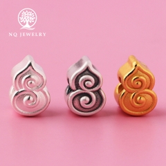 Charm bạc xỏ ngang hình trái bầu