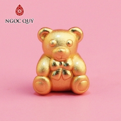 Charm bạc xỏ ngang gấu đáng yêu