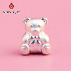 Charm bạc xỏ ngang gấu đáng yêu