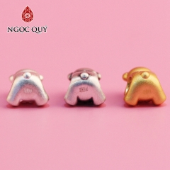Charm bạc xỏ ngang gấu đáng yêu