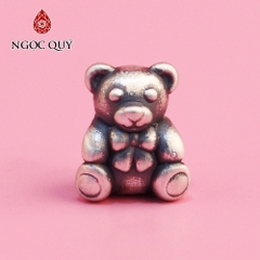 Charm bạc xỏ ngang gấu đáng yêu
