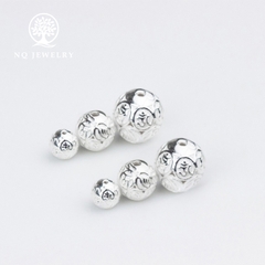 Charm bạc hình cầu họa tiết xỏ ngang