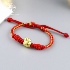Charm bạc túi may mắn xỏ ngang