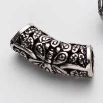 Charm bạc chặn hạt hình ống họa tiết hoa văn (1#)