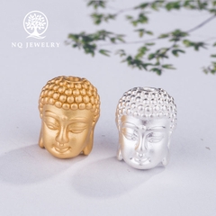 Charm bạc trắng hình đầu phật lớn xỏ ngang