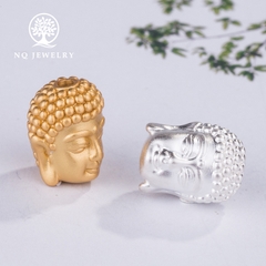 Charm bạc trắng hình đầu phật lớn xỏ ngang