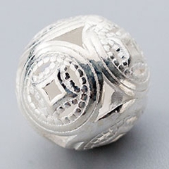 Charm bạc tròn họa tiết đồng tiền xỏ ngang