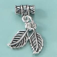 Charm bạc hình 2 chiếc lá treo