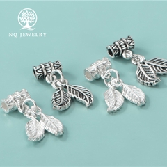 Charm bạc hình 2 chiếc lá treo