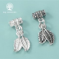 Charm bạc hình 2 chiếc lá treo