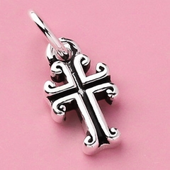 Charm bạc hình chữ thập họa tiết treo