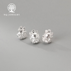 Charm bạc treo hồ ly cười (bóng )