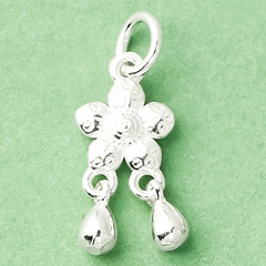 Charm bạc hình hoa họa tiết hoa văn treo