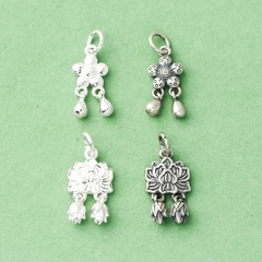 Charm bạc hình hoa họa tiết hoa văn treo
