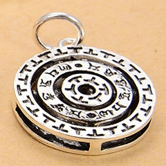 Charm bạc 3 vòng tròn ký tự treo