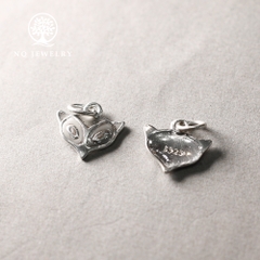 Charm bạc mặt hồ ly treo
