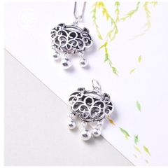Charm bạc, mặt dây chuyền hình khóa trường thọ treo