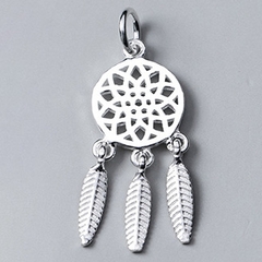 Charm bạc hình dream catcher tròn treo