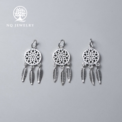 Charm bạc hình dream catcher tròn treo