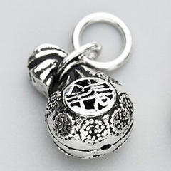 Charm bạc mặt túi tiền tài lộc treo