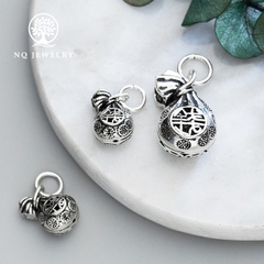 Charm bạc mặt túi tiền tài lộc treo